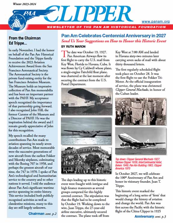 PAHF Clipper Newsletter Winter 2023-2024 Cover Page