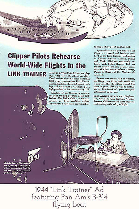 1944 Link Traniner Ad with Pan Am B 314