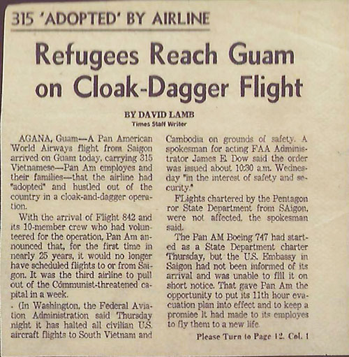 Lamb article Pan Am Saigon Vietnam page 1