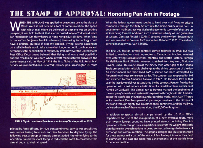 Stamp of Approval: Honoring Pan Am in Postage. Inside cover of the  2009 calendar published by Pan Am Historical Foundation