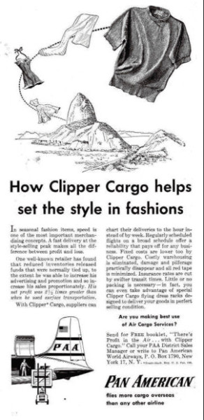 Pan Am Cargo sets fashion style, advertisement